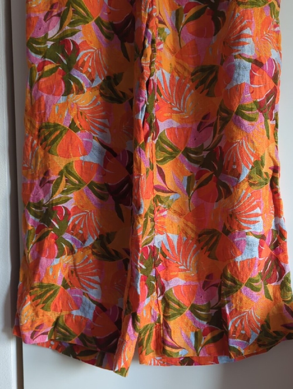 Like New Linen Pants Floral Smocked Stretch Waist Pockets! - Picture 8 of 11